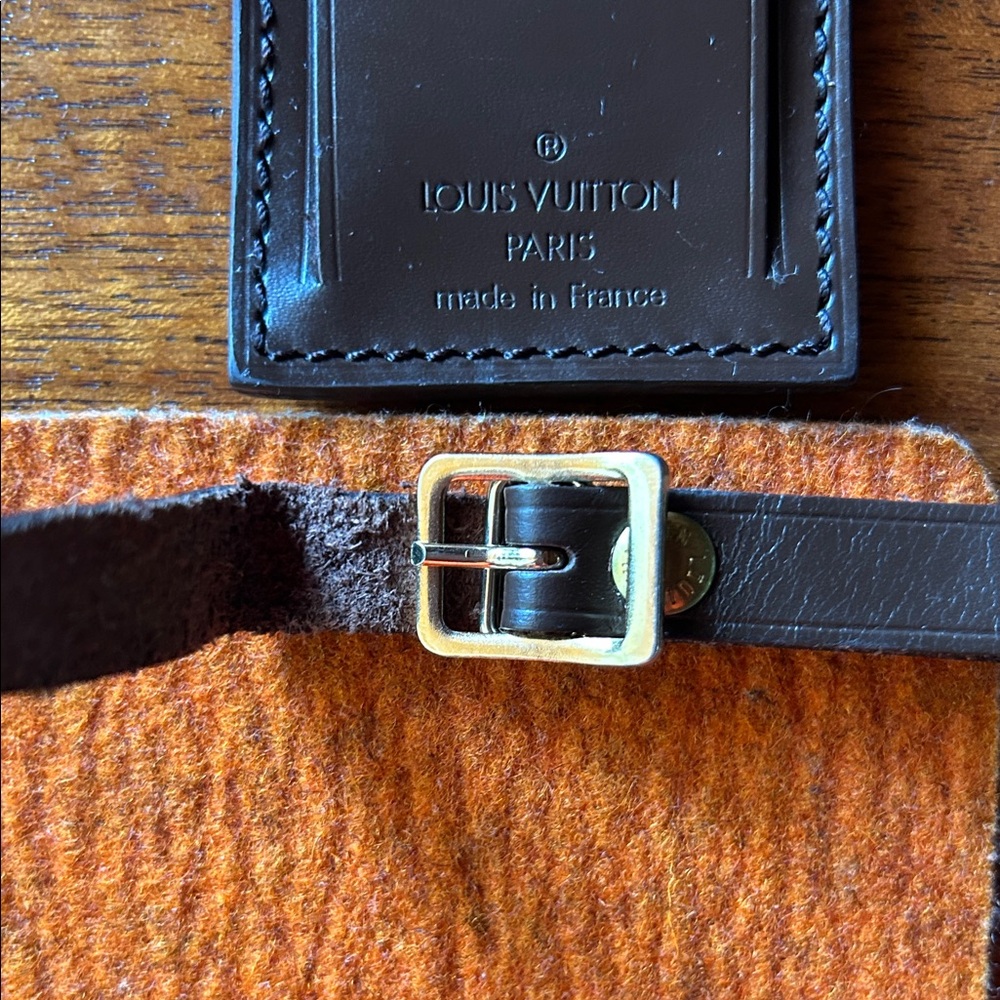 Louis Vuitton Leather Luggage Tag. Rare Find Damier Ebene 🧳★ - Picture 10 of 11